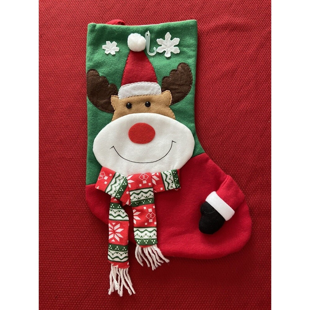 NEW 17’’ Christmas Reindeer hanging Stocking.